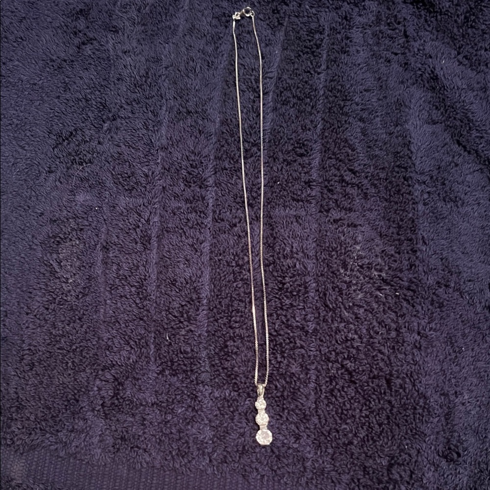 Dazzling Sterling Silver Triple Pendant Necklace